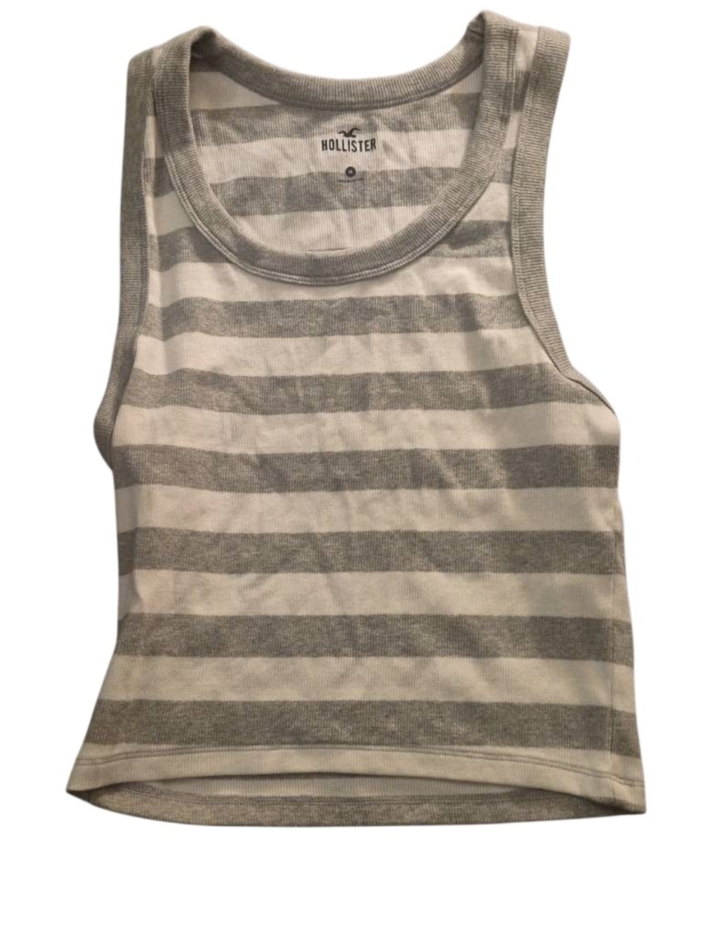 Hollister Striped Scoop Neck Tank in Gray & White